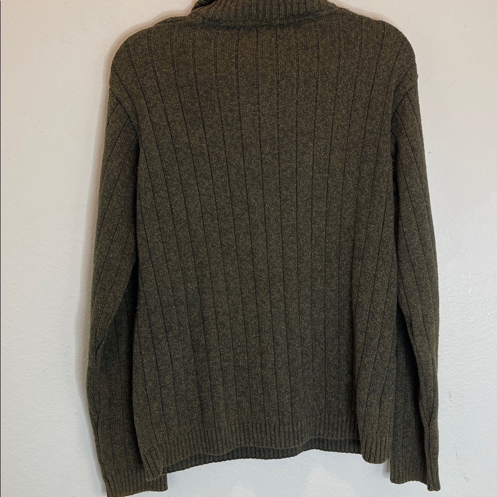 Oscar de la Renta Men's Olive Green Quanter Zip Sweater Size: L - Picture 8 of 11